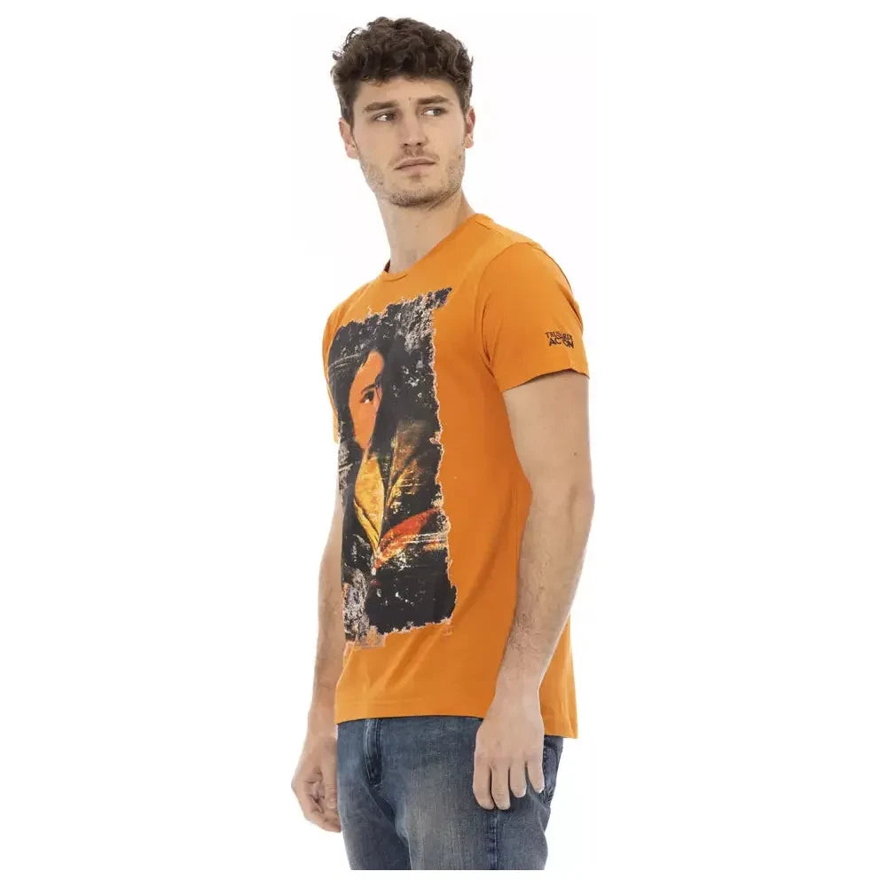 Chic Orange Short Sleeve Round Neck Tee