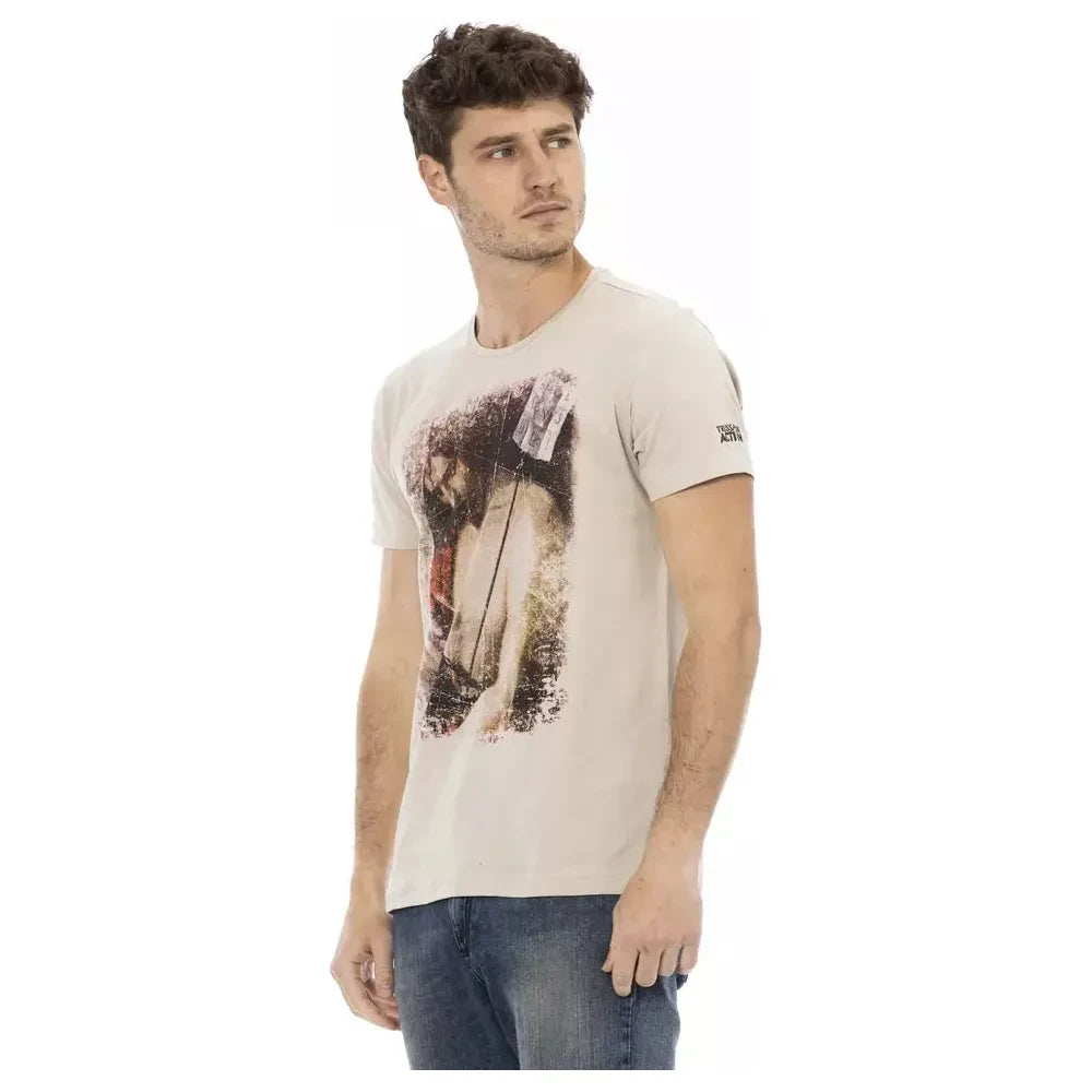 Trussardi Action Beige Cotton Blend Tee for Men Trussardi Action