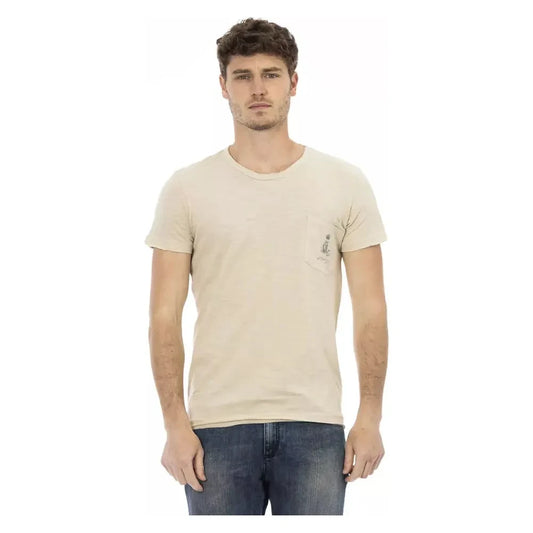 Trussardi Action Beige Cotton Men T-Shirt Trussardi Action