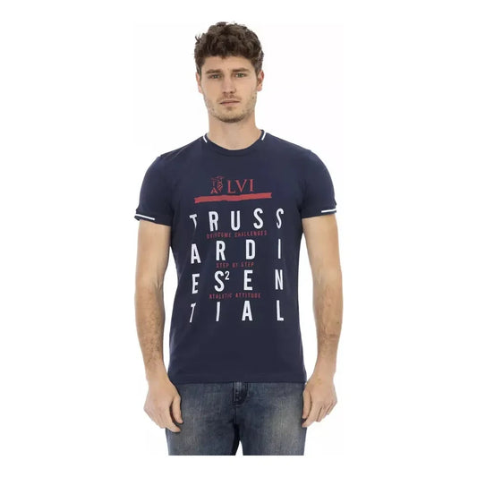 Trussardi Action Sleek Short Sleeve Blue Tee with Front Print Trussardi Action