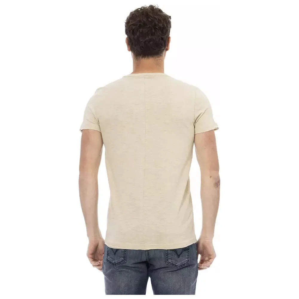 Beige Chest Pocket Tee - Casual Elegance