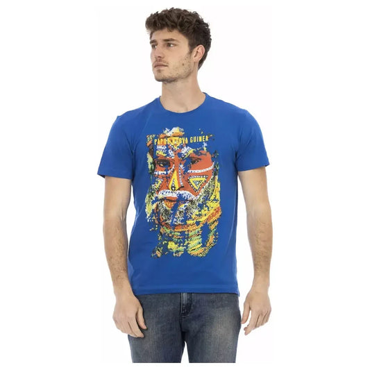 Trussardi Action Elegant Blue Tee with Front Print Trussardi Action