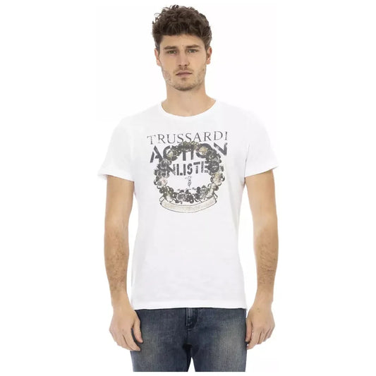 Trussardi Action Chic White Tee with Front Print Trussardi Action