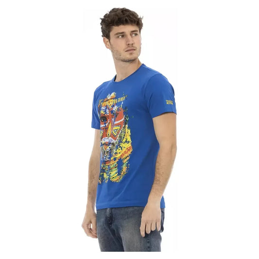 Trussardi Action Elegant Blue Tee with Front Print Trussardi Action