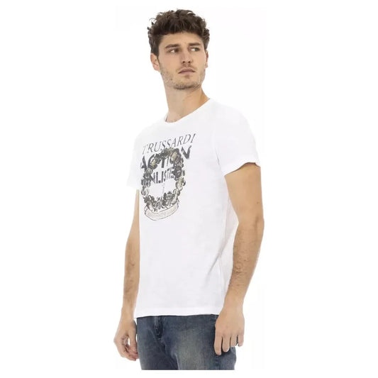 Trussardi Action Chic White Tee with Front Print Trussardi Action