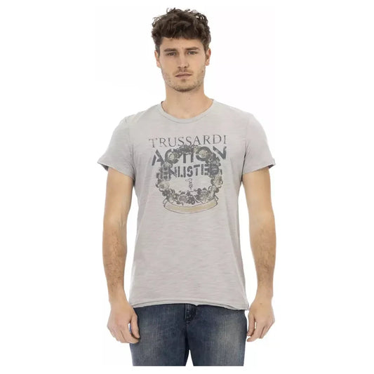 Elegant Gray Short Sleeve T-Shirt with Print