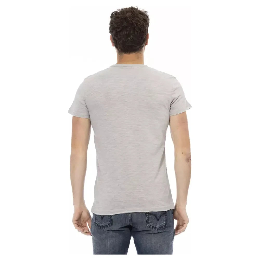 Elegant Gray Short Sleeve T-Shirt with Print