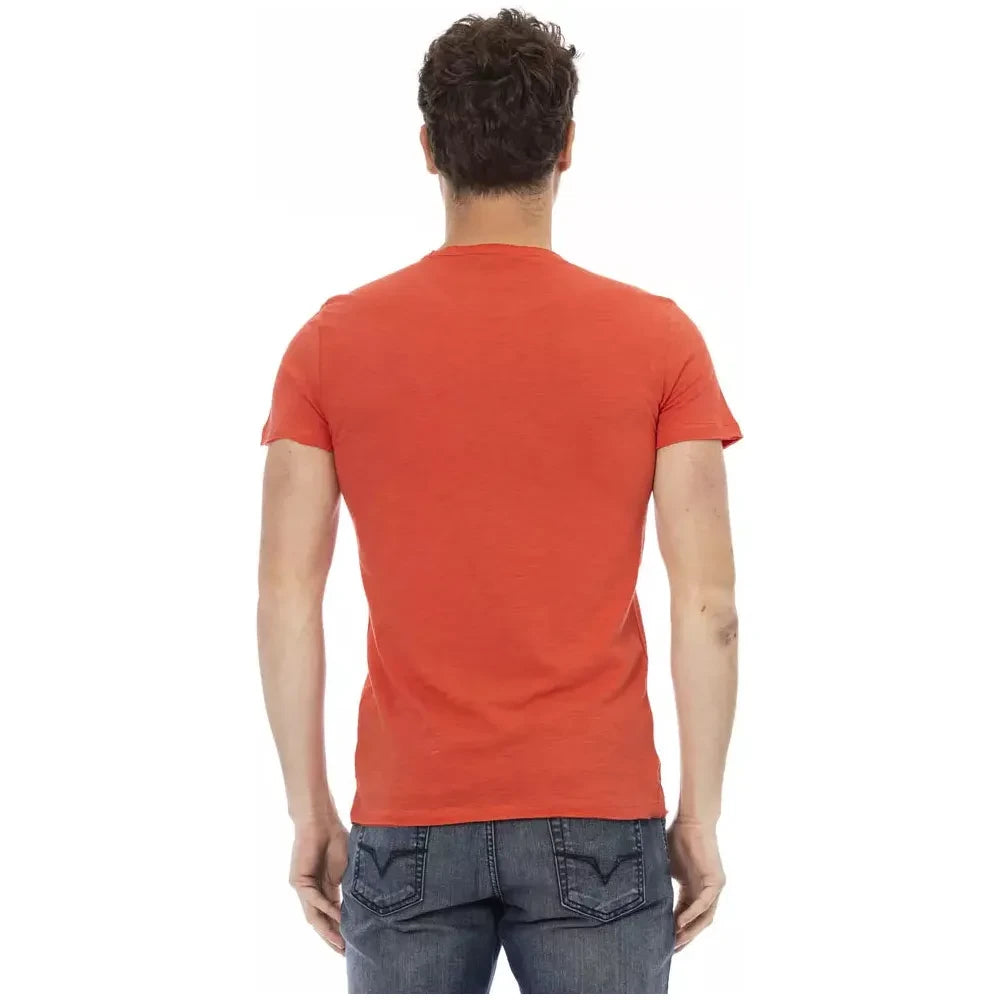 Trussardi Action Sleek Red Round Neck Tee with Front Print Trussardi Action