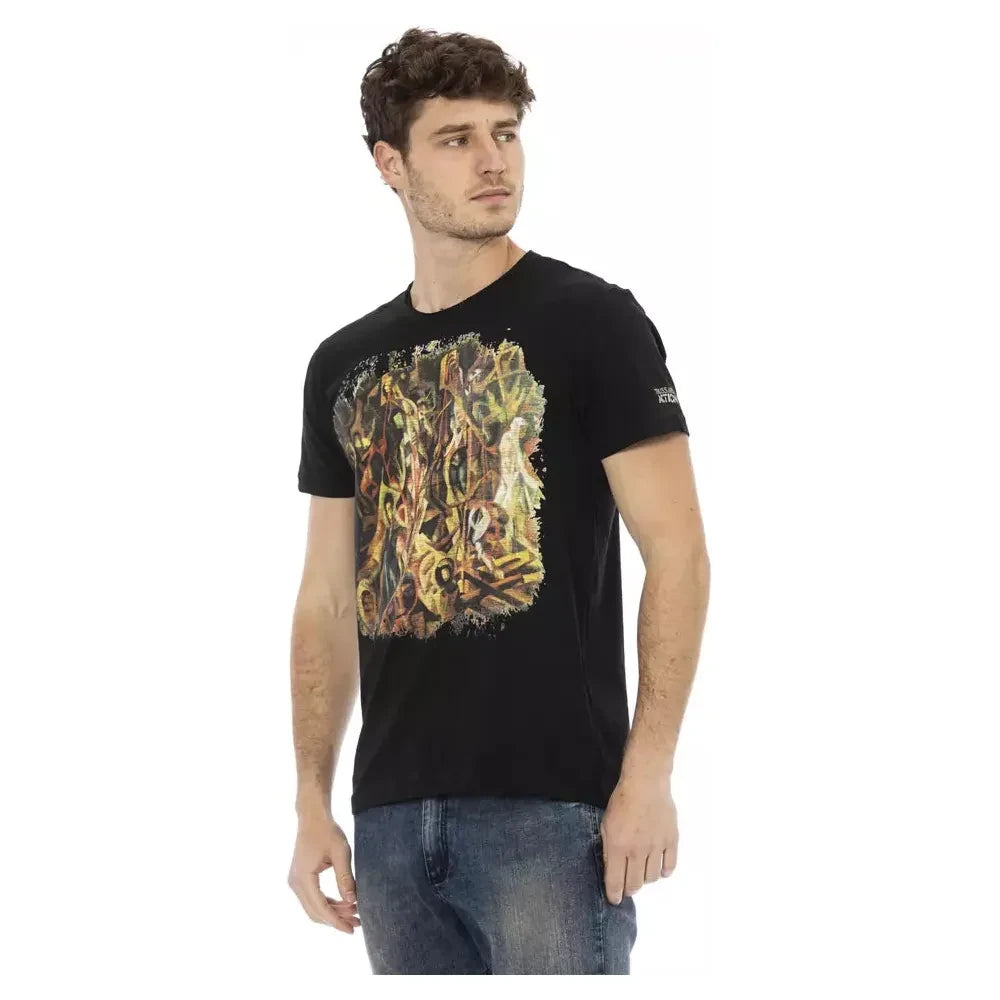 Sleek Black Cotton Blend Tee for Men