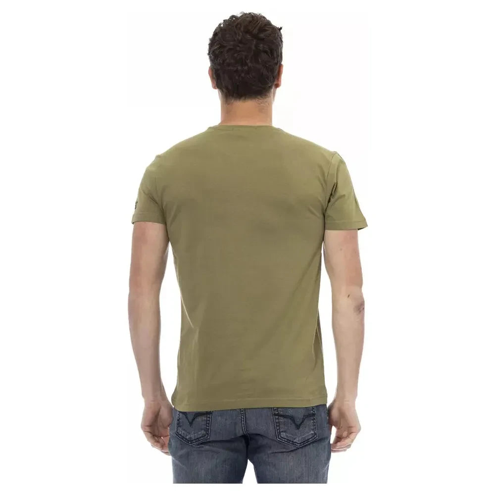 Sleek Green Short Sleeve Tee with Chic Print