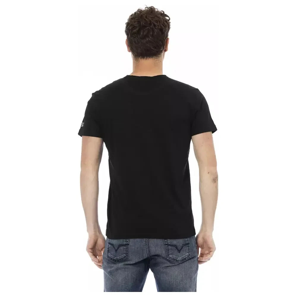 Sleek Black Cotton Blend Tee for Men