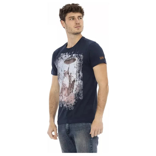 Trussardi Action Chic Blue Short Sleeve Tee with Front Print Trussardi Action