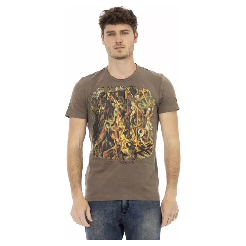 Elegant Brown Tee with Chic Front Print