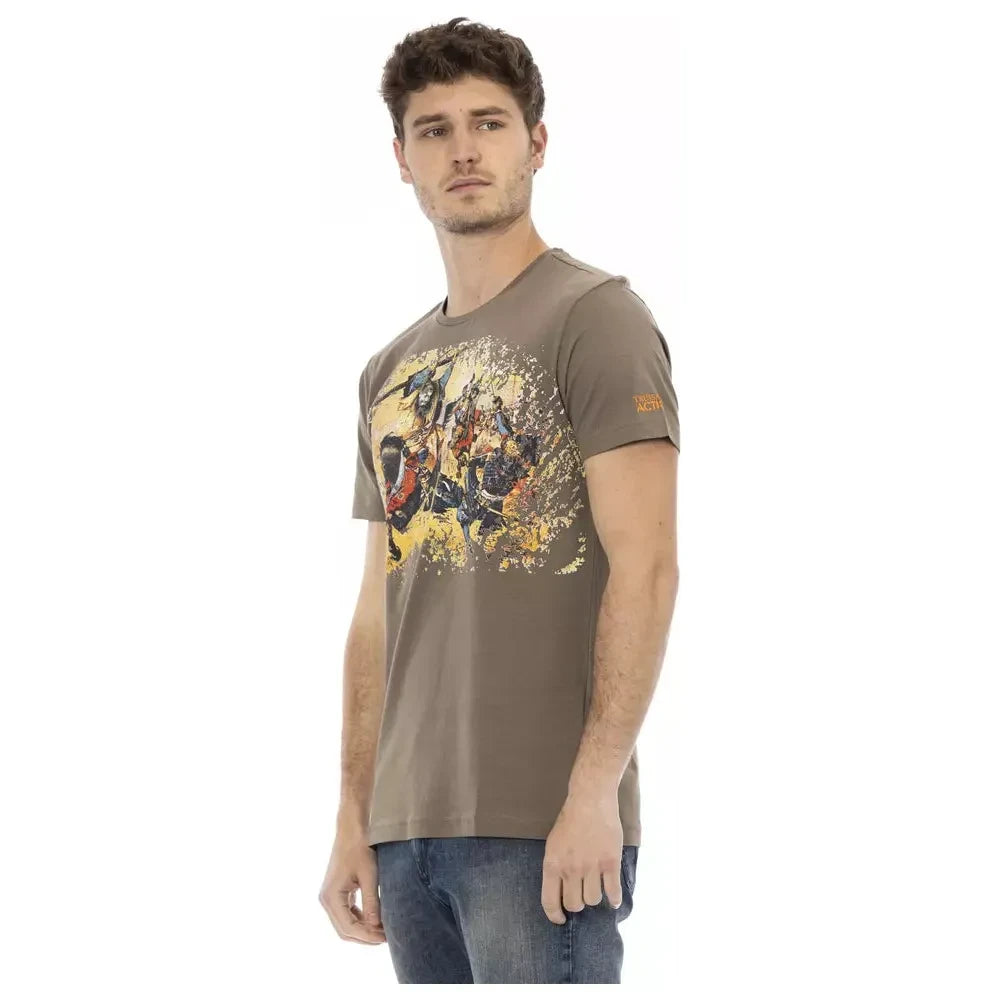 Elegant Brown Tee with Chic Front Print