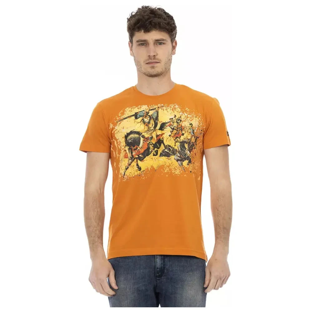 Elegant Orange Short Sleeve Round Neck Tee