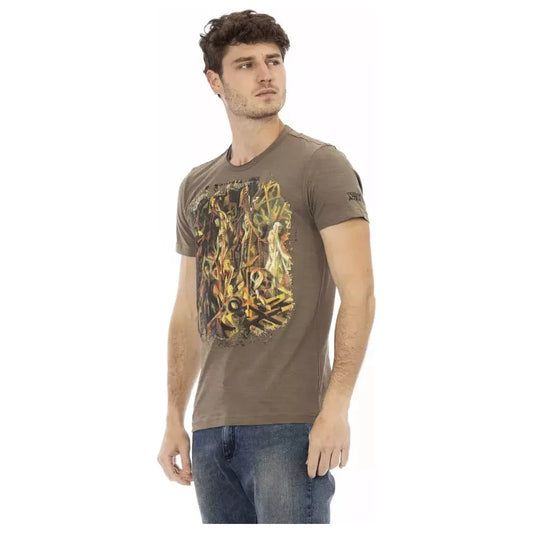 Elegant Brown Tee with Chic Front Print