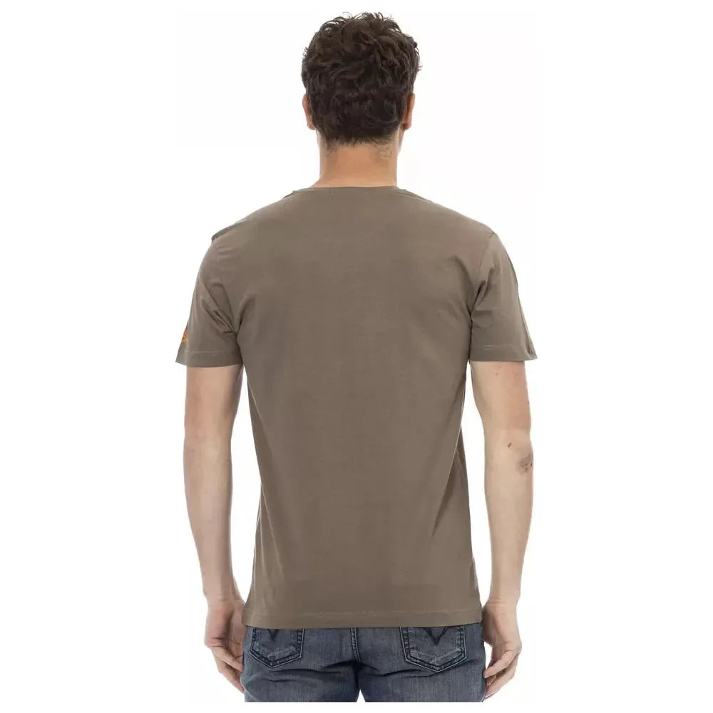 Elegant Brown Tee with Chic Front Print