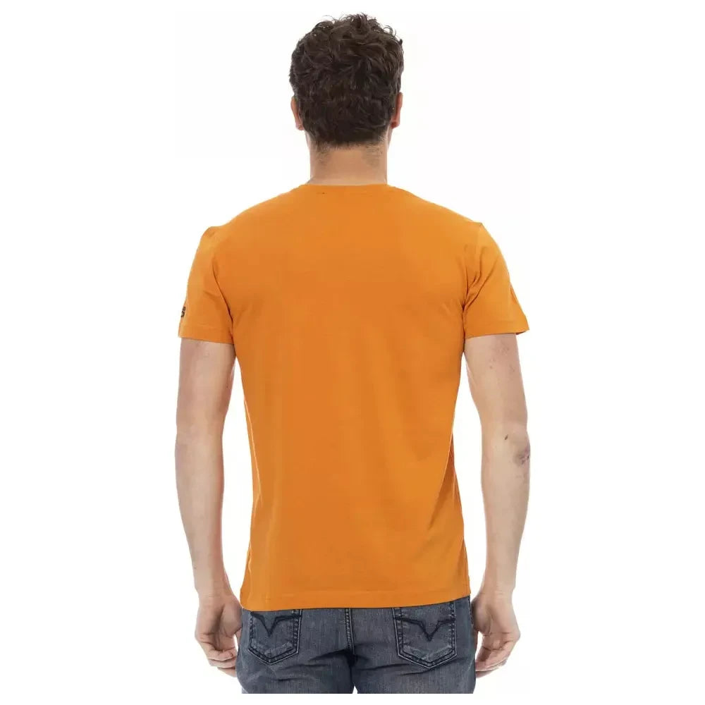 Elegant Orange Short Sleeve Round Neck Tee