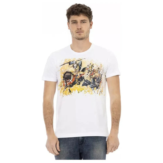 Trussardi Action Elevated Casual White Tee with Graphic Accent Trussardi Action