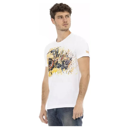 Trussardi Action Elevated Casual White Tee with Graphic Accent Trussardi Action