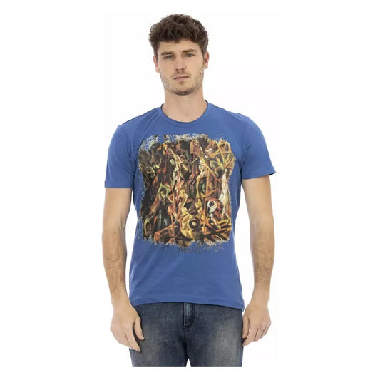 Trussardi Action Sophisticated Blue Tee with Front Print Trussardi Action