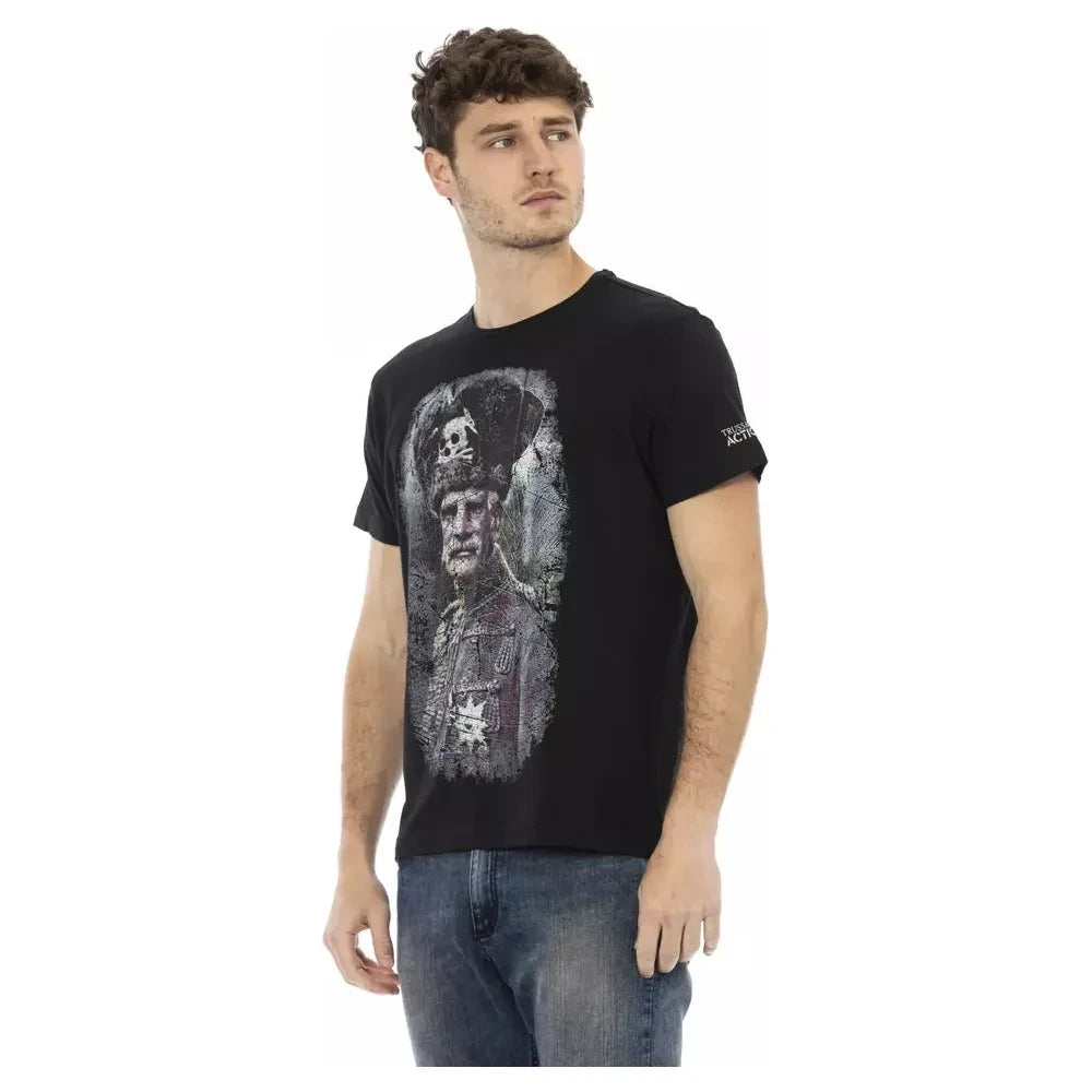 Sleek Black Graphic Tee with Artistic Flair