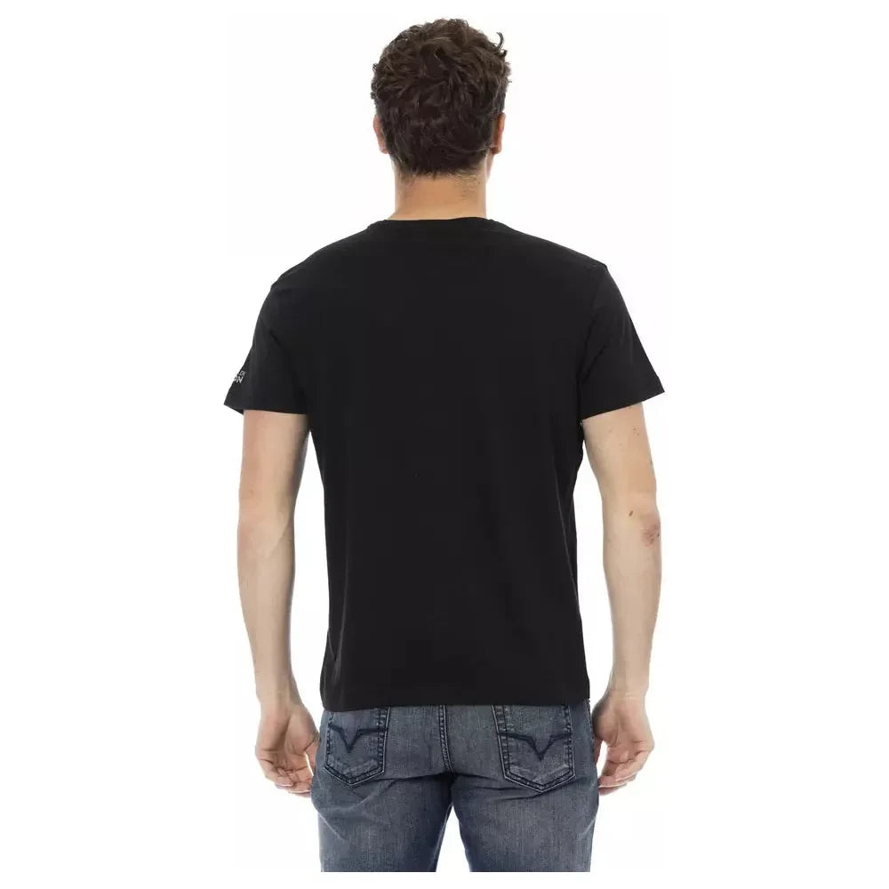 Sleek Black Graphic Tee with Artistic Flair