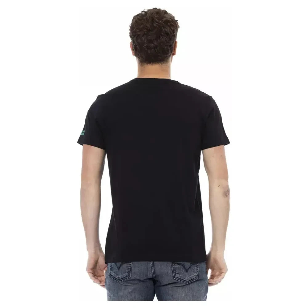 Elevated Casual Black Tee with Unique Front Print