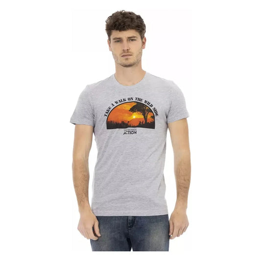 Trussardi Action Elegant Gray Cotton-Blend T-Shirt Trussardi Action