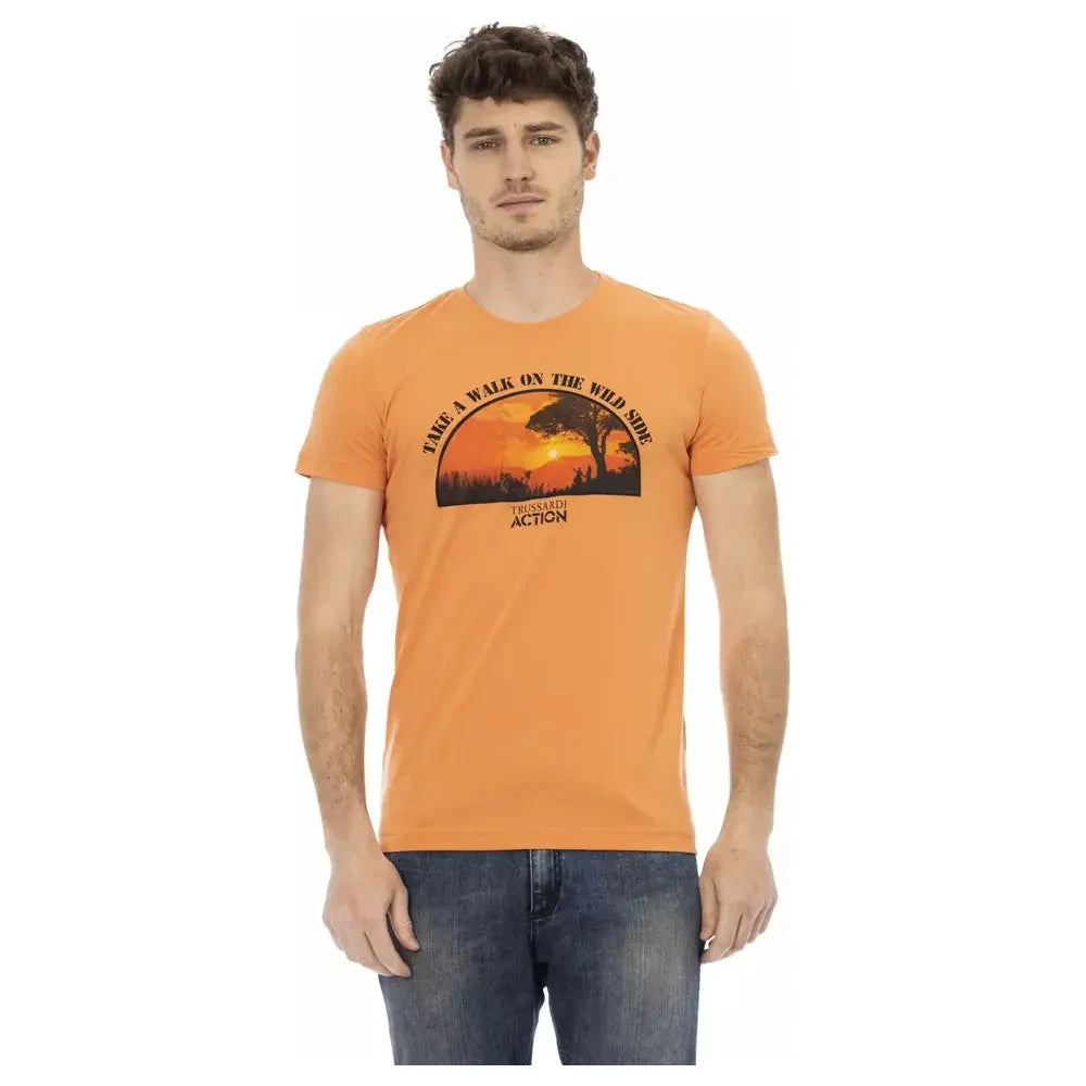 Chic Orange Printed Short Sleeve Tee