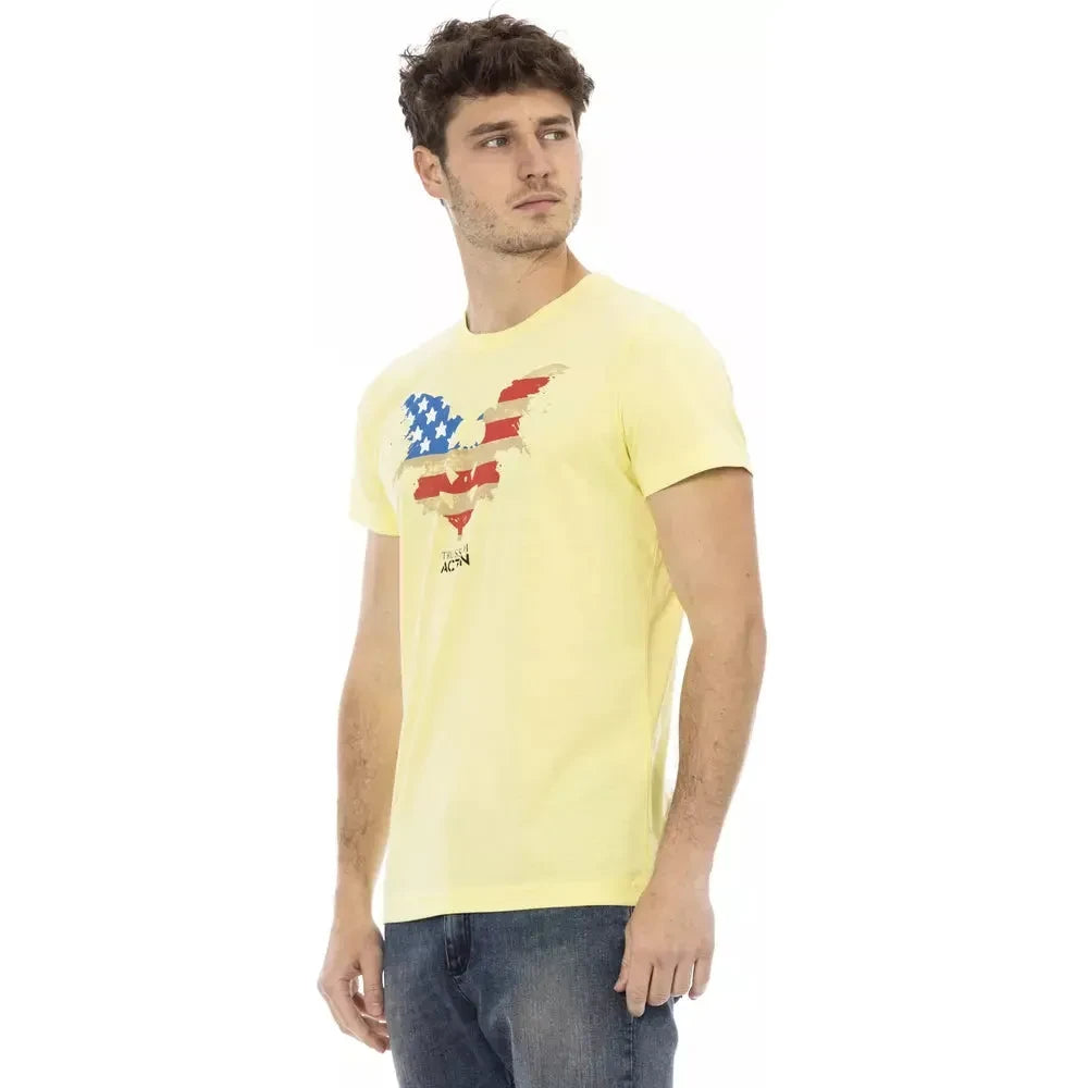 Sunshine Yellow Casual Tee with Graphic Print