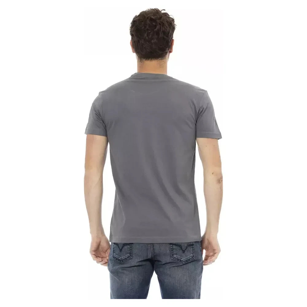 Chic Gray Short Sleeve Round Neck Tee