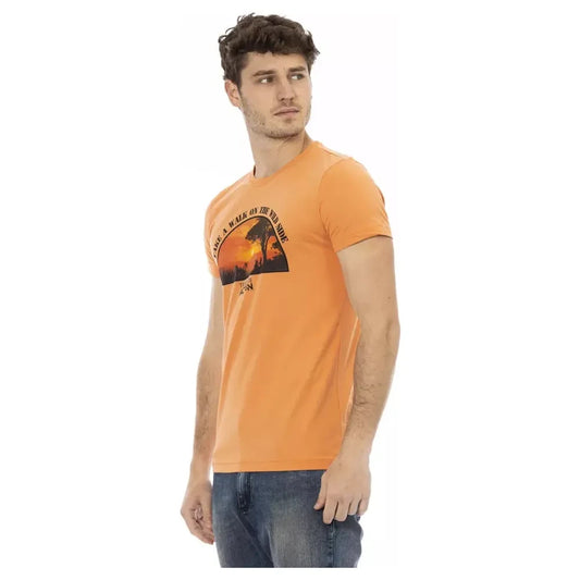 Chic Orange Printed Short Sleeve Tee