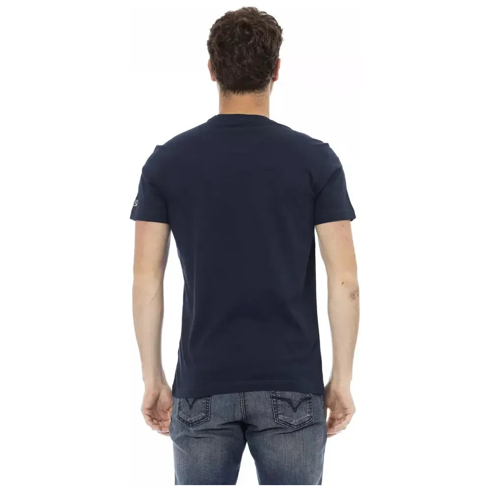 Sleek Summer Blue Tee with Unique Front Print