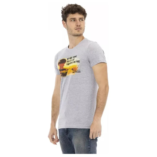 Trussardi Action Gray Cotton Men T-Shirt Trussardi Action