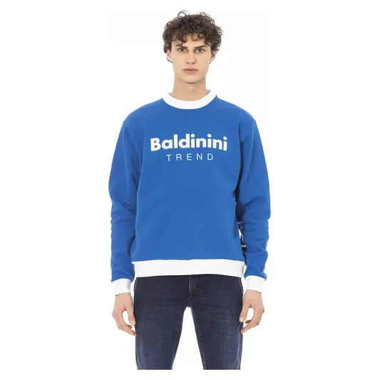 Elegant Blue Cotton Long-Sleeve Sweatshirt Baldinini Trend