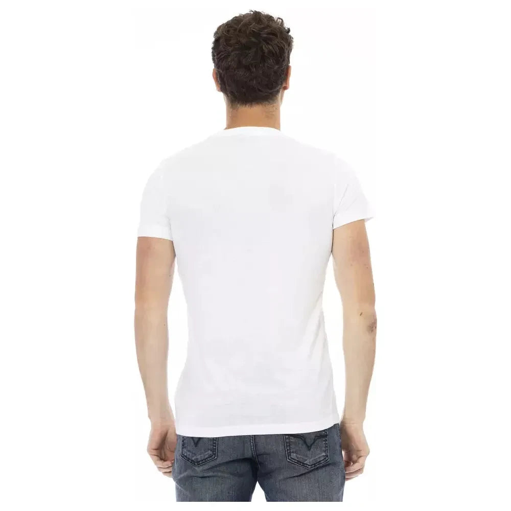 Sleek White Printed Tee with Superior Comfort