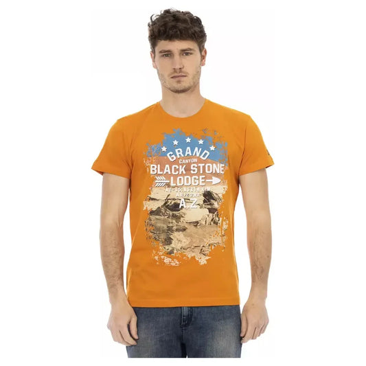 Orange Short Sleeve Round Neck T-Shirt