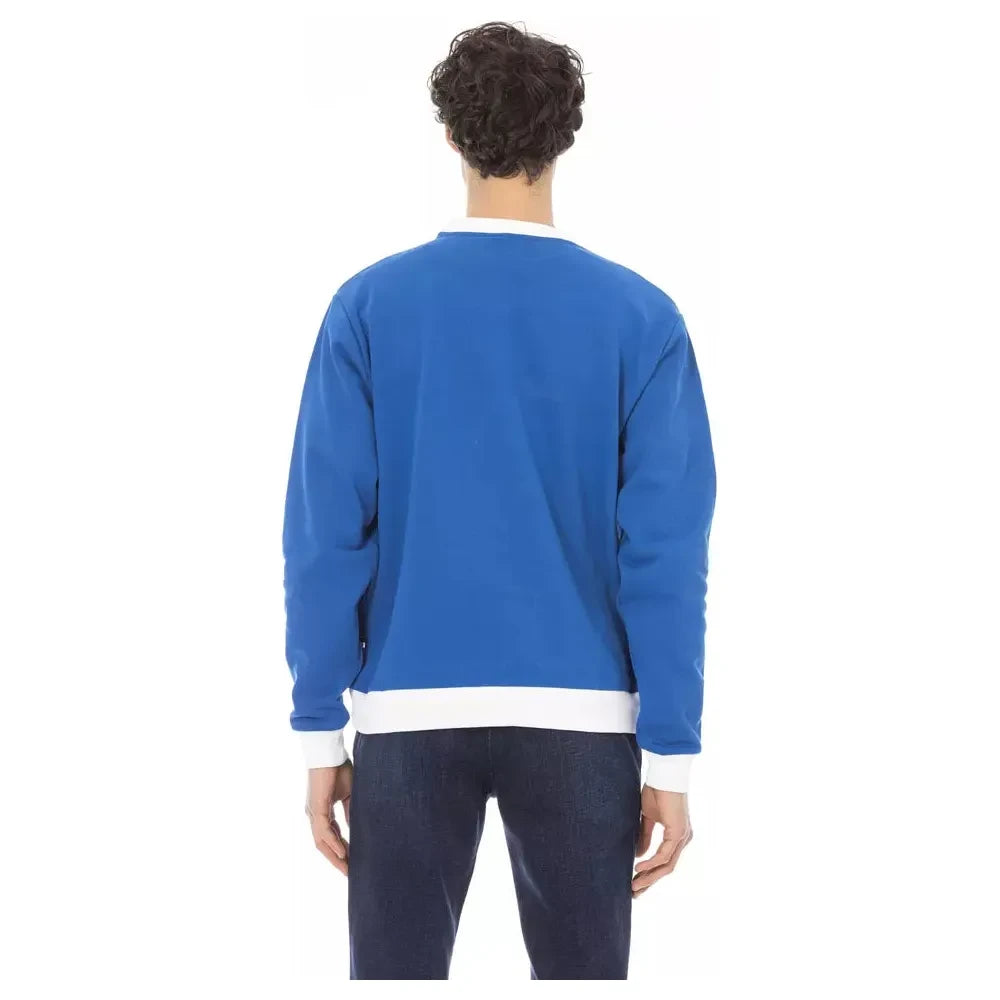 Elegant Blue Cotton Long-Sleeve Sweatshirt