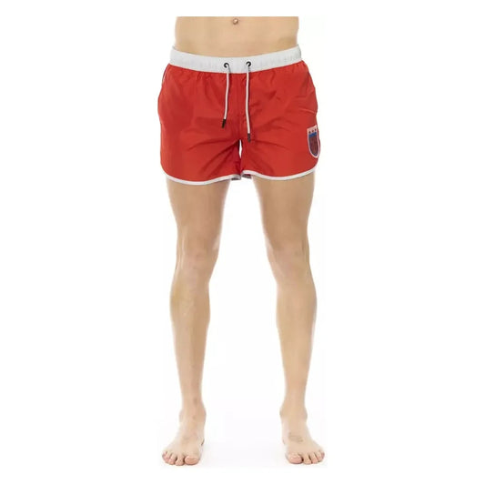 Vibrant Red Swim Shorts with Front Print