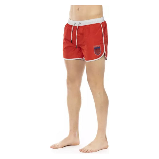 Vibrant Red Swim Shorts with Front Print