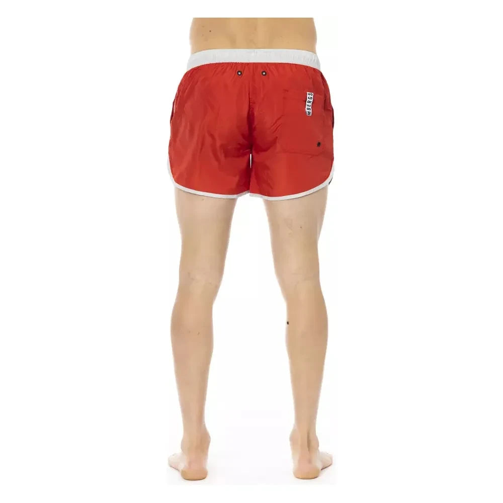 Vibrant Red Swim Shorts with Front Print