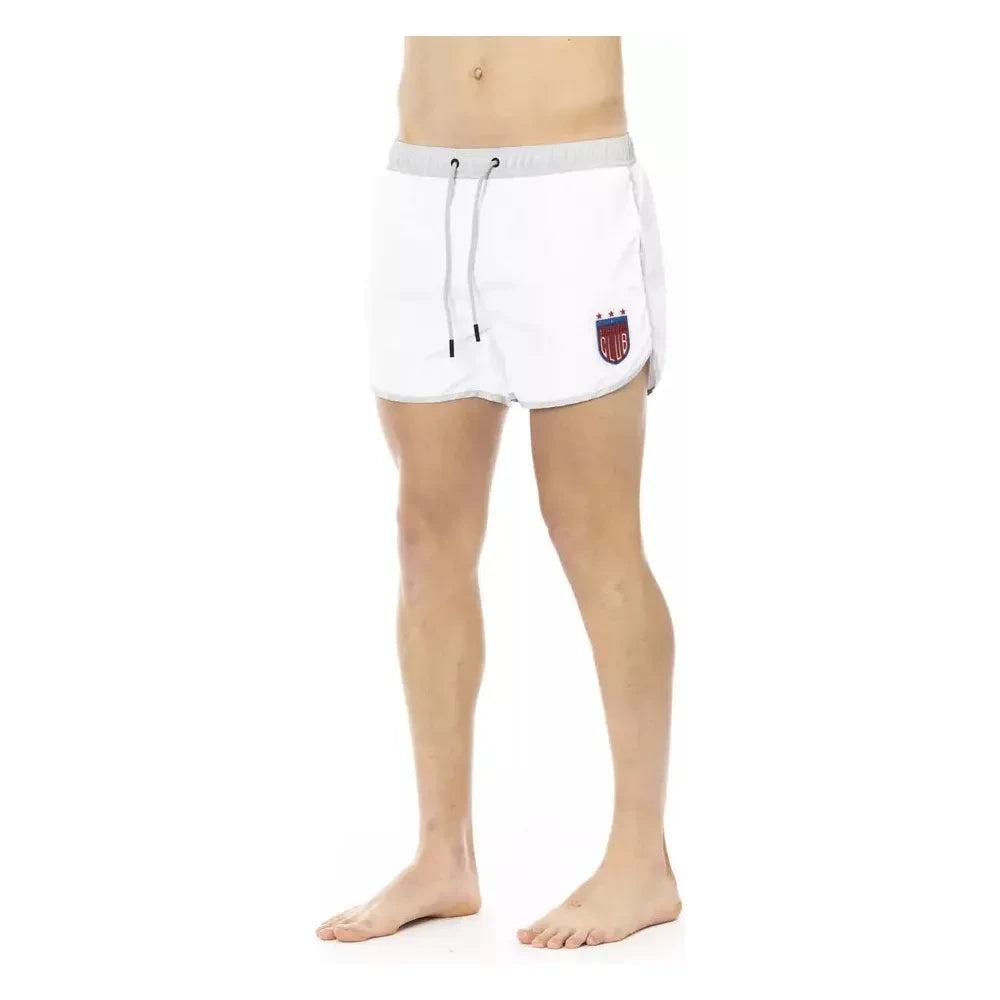 Bikkembergs Elegant White Swim Shorts with Unique Front Print Bikkembergs