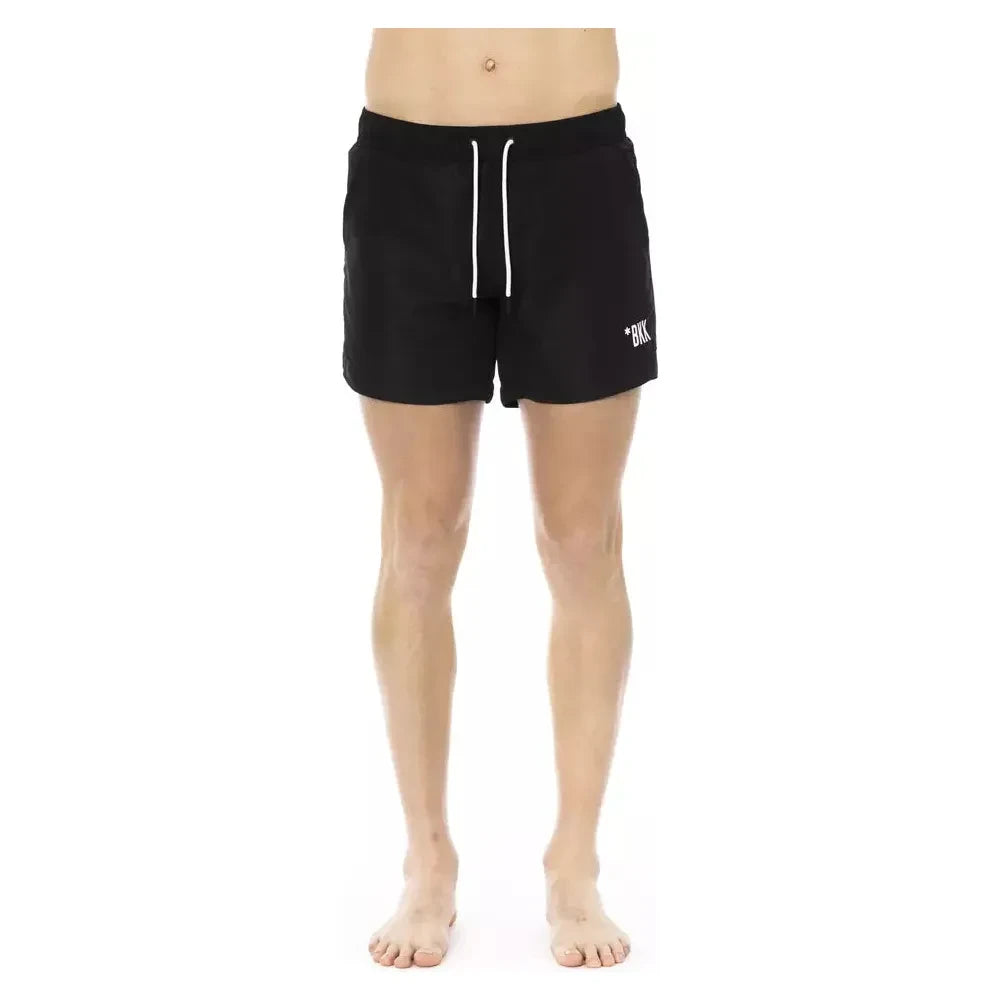 Chic Black Swim Shorts with Signature Band