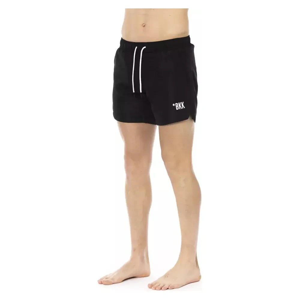 Chic Black Swim Shorts with Signature Band