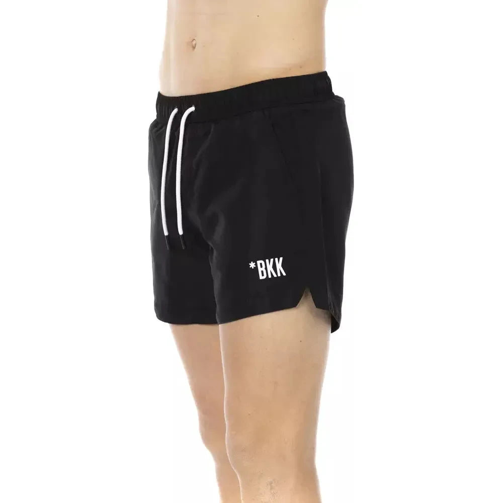 Chic Black Swim Shorts with Signature Band