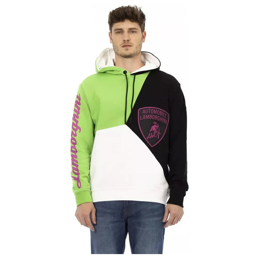 Automobili Lamborghini Sleek White Hooded Cotton Sweatshirt Automobili Lamborghini