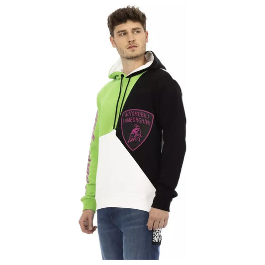 Automobili Lamborghini Sleek White Hooded Cotton Sweatshirt Automobili Lamborghini