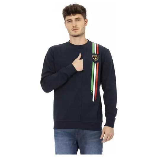 Automobili Lamborghini Sleek Shield Emblem Blue Crewneck Sweatshirt Automobili Lamborghini