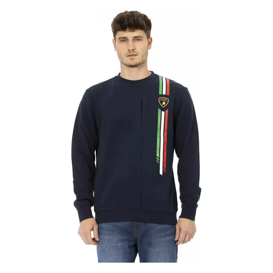 Automobili Lamborghini Sleek Shield Emblem Blue Crewneck Sweatshirt Automobili Lamborghini